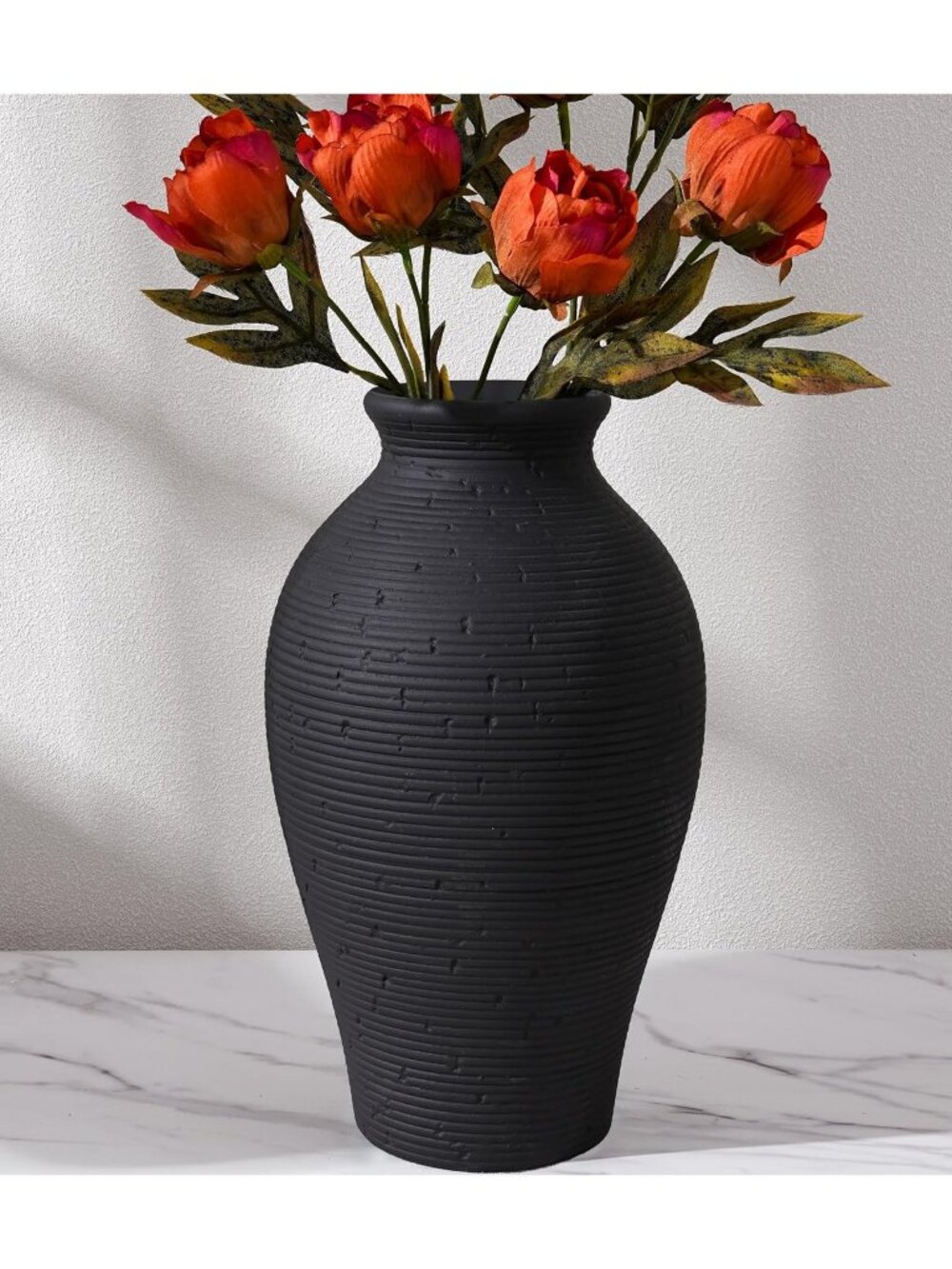 11 Black Ceramic Flower Rustic Vintage Vase Farmhouse Bedroom Home Decoration